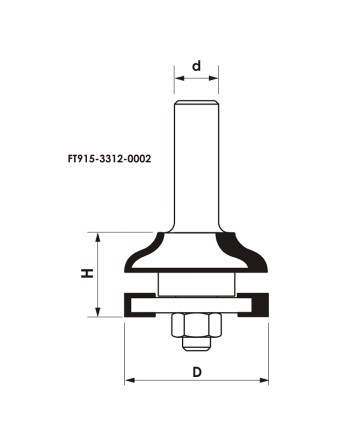 Frez kształtowy CNC PREMIUM D 33xH 19xd 12 profil wzdłużny do ramek drzwi meblowych z łożyskiem dolnym