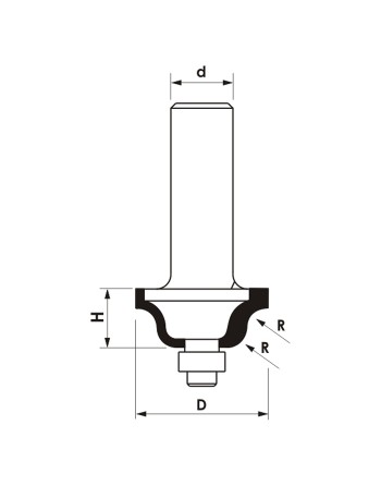 Frez kształtowy CNC PREMIUM D 88,9xH 44xd 12 / R R 19,1/R 19,1 z łożyskiem dolnym