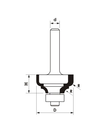 Frez kształtowy CNC PREMIUM D 31,8xH 15,9xd 8 / R R 4,8/R 4,8 z łożyskiem dolnym