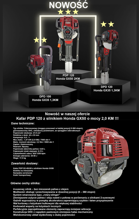 Kafar palownica PDP 120 Honda GX50 adapter 105x50