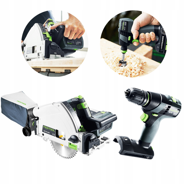 Zestaw Aku COMBO CIĘCIE Festool Zagłębiarka TSC55 Wkrętarka TXS + GRATIS