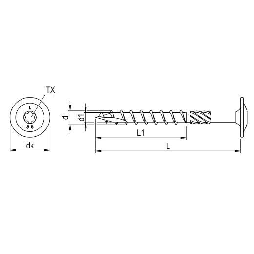 Wkręt konstrukcyjny HBS, 8,0 mm, główka talerzowa, gniazdo TX 40, gwint niepełny, stal węglowa ocynkowana, 50 sztuk