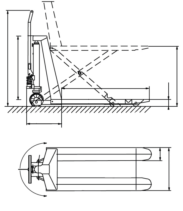 Wózek paletowy PHH 1003 E łączony, nożycowy, elektrohydrauliczny