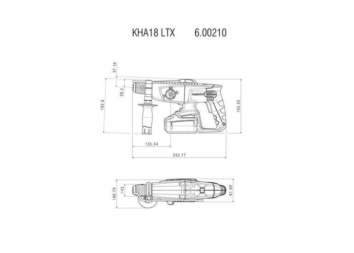 Młot udarowy SDS Plus akumulatorowe Metabo 2,2 J 0 W 18 V